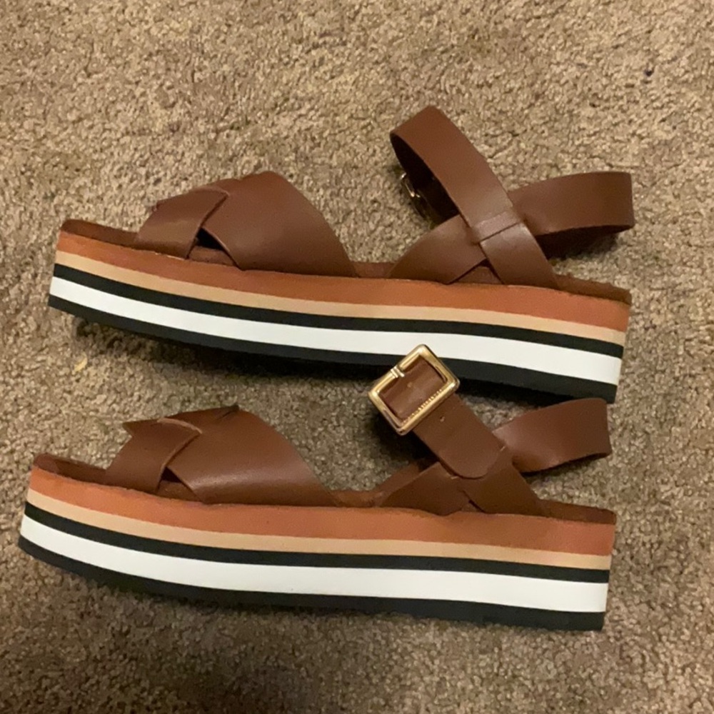 Anthropologie Kelsi Dagger Brooklyn Breeze Leather Platform Sandals size 7 - Picture 4 of 8